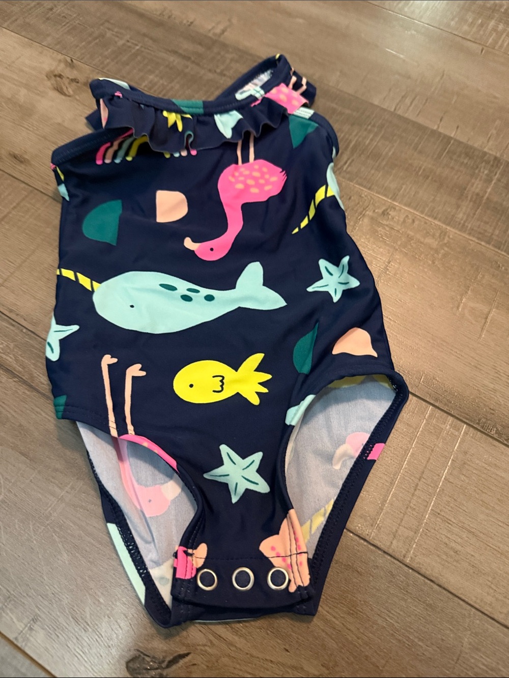Carter's Navy One-Piece Swimsuit with Colorful Sea Creatures